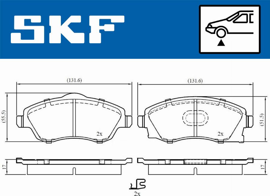 SKF VKBP 80062 A - Тормозные колодки, дисковые, комплект unicars.by