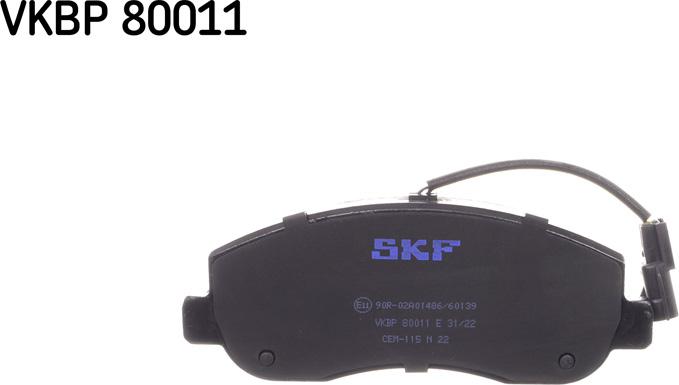 SKF VKBP 80011 E - Тормозные колодки, дисковые, комплект unicars.by