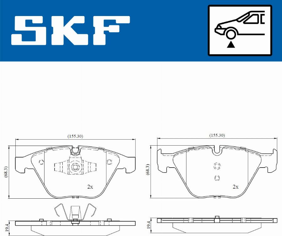 SKF VKBP 80159 - Тормозные колодки, дисковые, комплект unicars.by