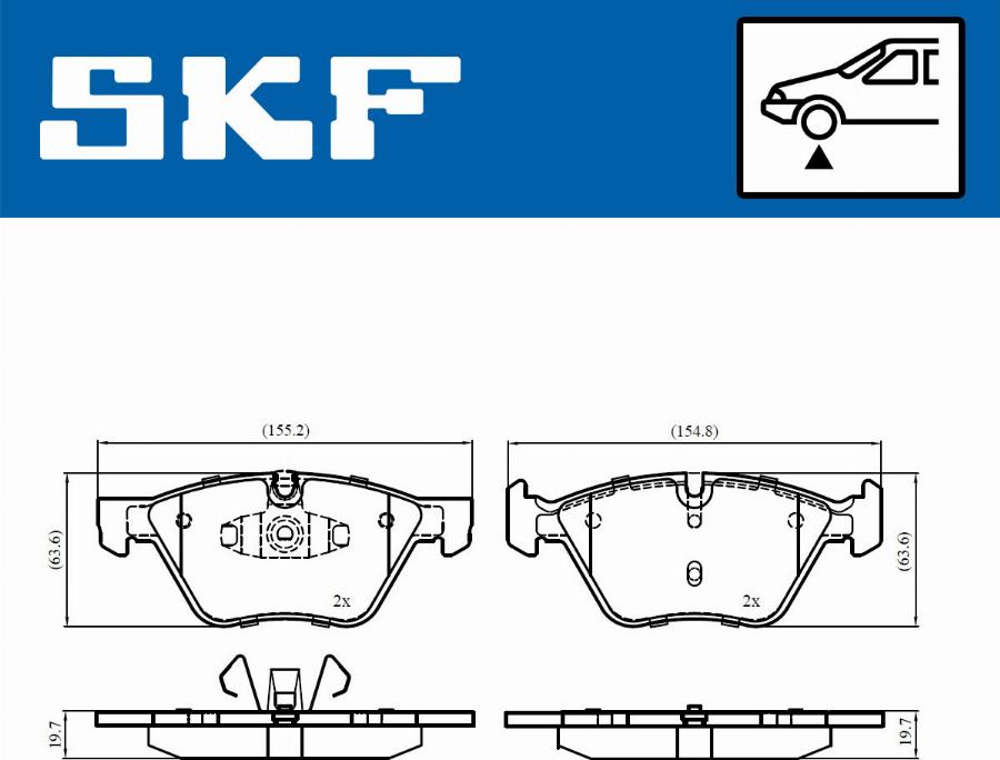 SKF VKBP 80702 - Тормозные колодки, дисковые, комплект unicars.by