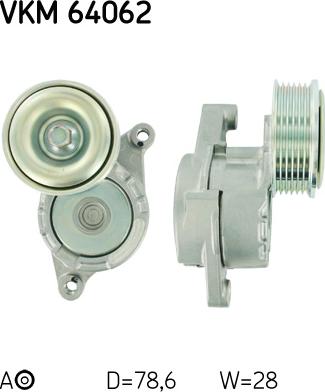 SKF VKM 64062 - Ролик, поликлиновый ремень unicars.by