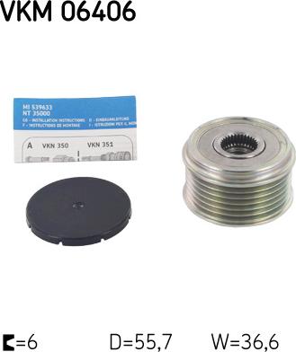 SKF VKM 06406 - Шкив генератора, муфта unicars.by