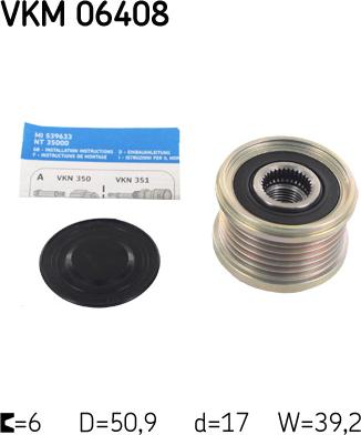 SKF VKM 06408 - Шкив генератора, муфта unicars.by