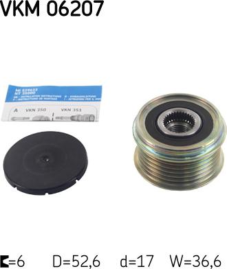 SKF VKM 06207 - Шкив генератора, муфта unicars.by