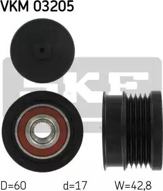 SKF VKM 03205 - Шкив генератора, муфта unicars.by