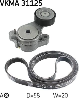 SKF VKMA 31125 - Поликлиновый ременный комплект unicars.by