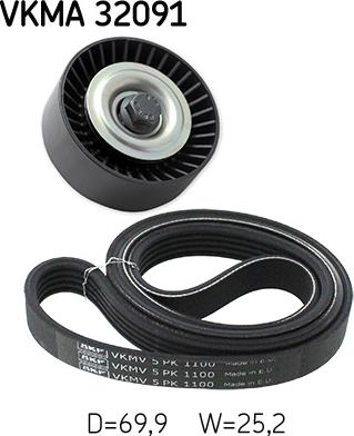 SKF VKMA 32091 - Поликлиновый ременный комплект unicars.by