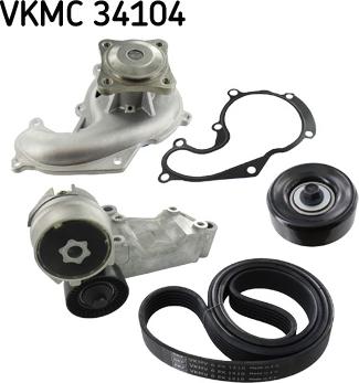 SKF VKMC 34104 - Водяной насос + комплект ручейковых ремней unicars.by