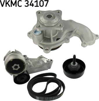 SKF VKMC 34107 - Водяной насос + комплект ручейковых ремней unicars.by