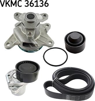 SKF VKMC 36136 - Водяной насос + комплект ручейковых ремней unicars.by