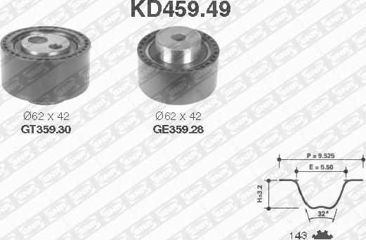 SNR KD459.49 - Комплект зубчатого ремня ГРМ unicars.by