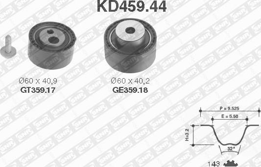 SNR KD459.44 - Комплект зубчатого ремня ГРМ unicars.by