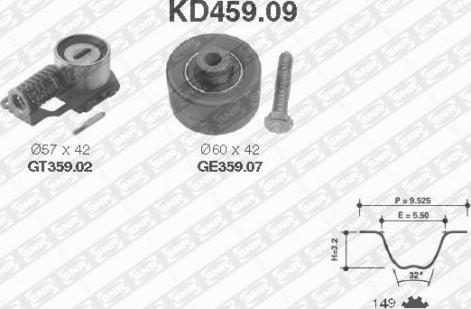 SNR KD459.09 - Комплект зубчатого ремня ГРМ unicars.by