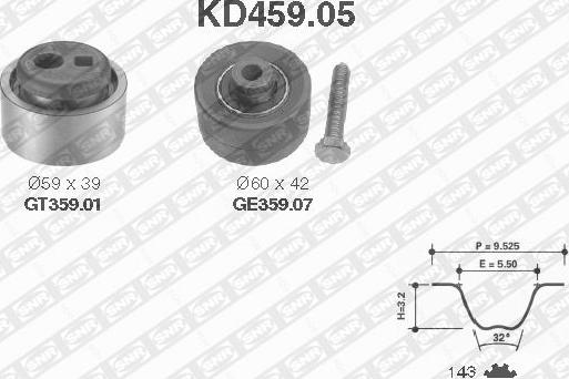 SNR KD459.05 - Комплект зубчатого ремня ГРМ unicars.by