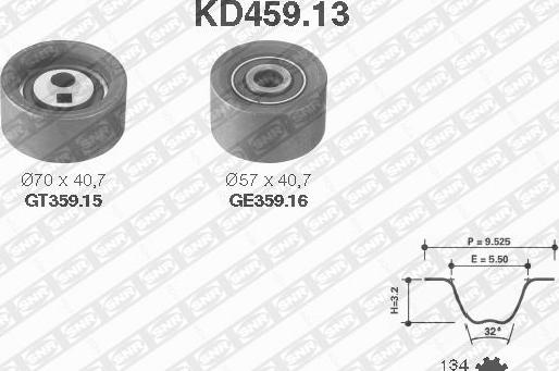 SNR KD459.13 - Комплект зубчатого ремня ГРМ unicars.by