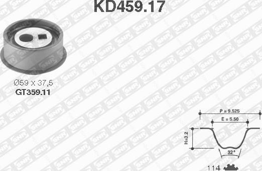 SNR KD459.17 - Комплект зубчатого ремня ГРМ unicars.by