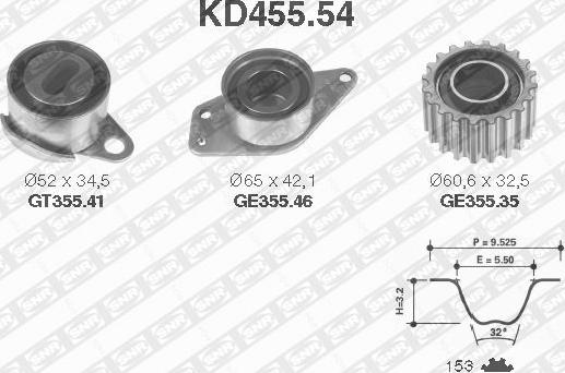 SNR KD455.54 - Комплект зубчатого ремня ГРМ unicars.by