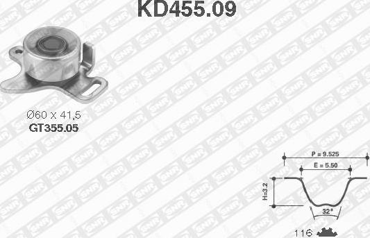 SNR KD455.09 - Комплект зубчатого ремня ГРМ unicars.by