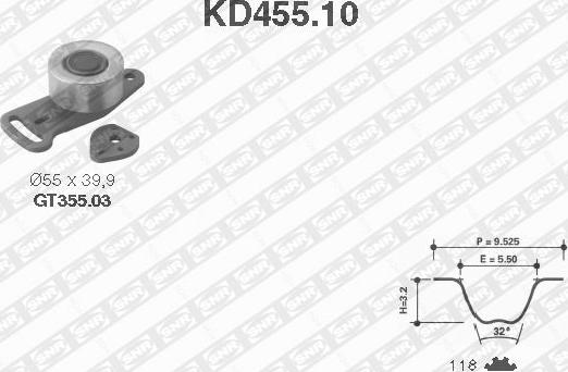 SNR KD455.10 - Комплект зубчатого ремня ГРМ unicars.by