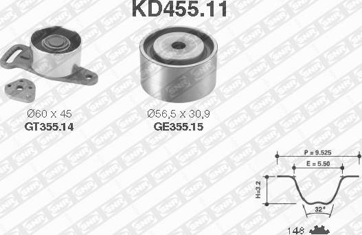 SNR KD455.11 - Комплект зубчатого ремня ГРМ unicars.by