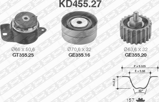 SNR KD455.27 - Комплект зубчатого ремня ГРМ unicars.by