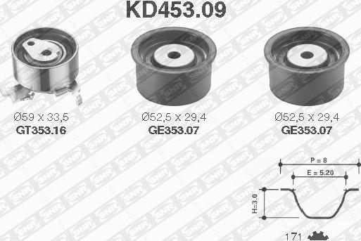 SNR KD453.09 - Комплект зубчатого ремня ГРМ unicars.by