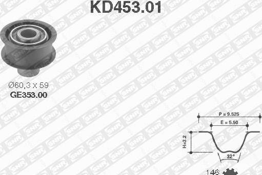 SNR KD453.01 - Комплект зубчатого ремня ГРМ unicars.by