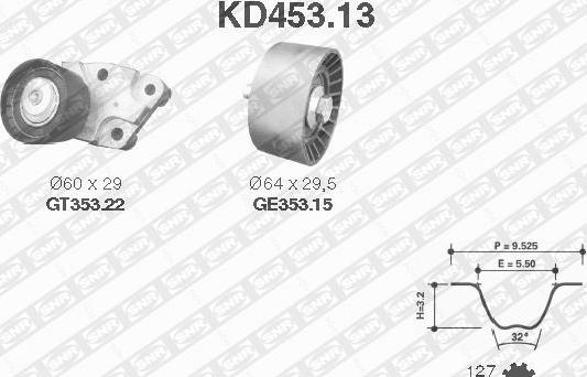 SNR KD453.13 - Комплект зубчатого ремня ГРМ unicars.by