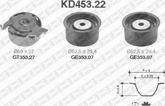 SNR KD453.22 - Комплект зубчатого ремня ГРМ unicars.by