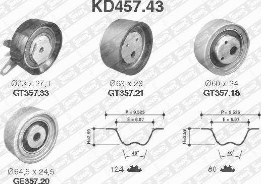 SNR KD457.43 - Комплект зубчатого ремня ГРМ unicars.by