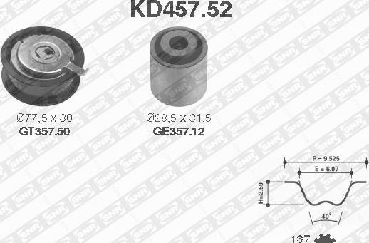 SNR KD457.52 - Комплект зубчатого ремня ГРМ unicars.by