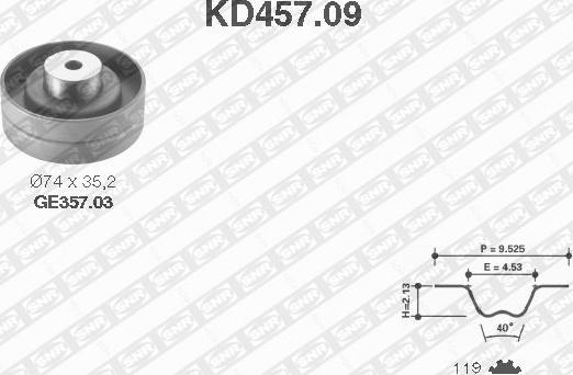 SNR KD457.09 - Комплект зубчатого ремня ГРМ unicars.by