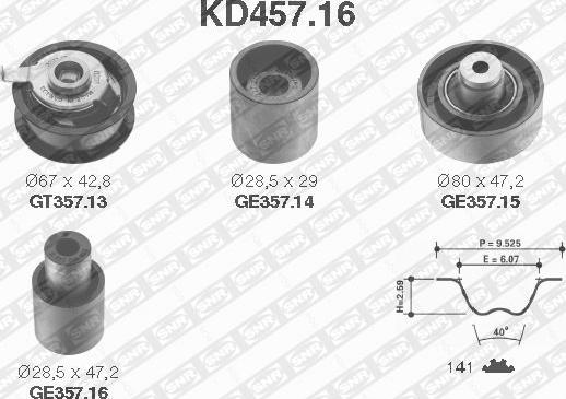 SNR KD457.16 - Комплект зубчатого ремня ГРМ unicars.by