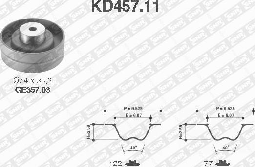 SNR KD457.11 - Комплект зубчатого ремня ГРМ unicars.by