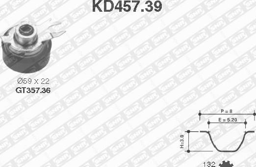 SNR KD457.39 - Комплект зубчатого ремня ГРМ unicars.by