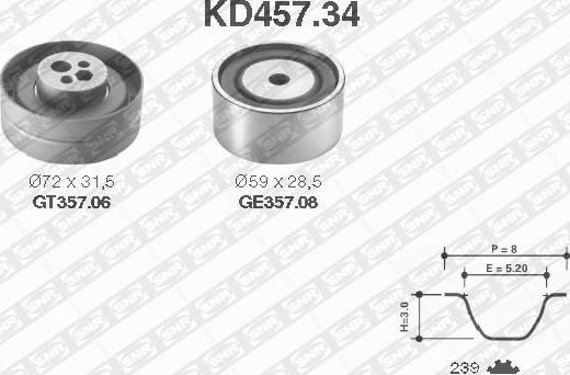 SNR KD457.34 - Комплект зубчатого ремня ГРМ unicars.by