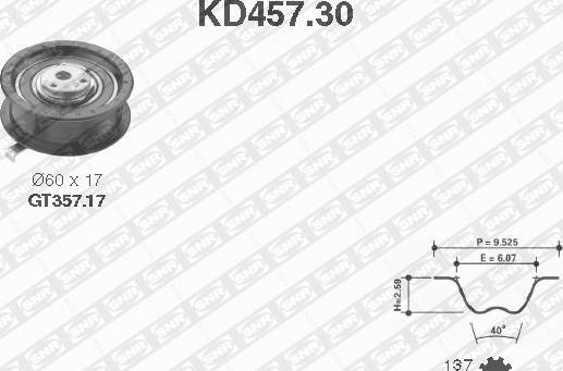 SNR KD457.30 - Комплект зубчатого ремня ГРМ unicars.by