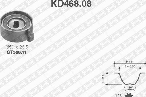 SNR KD468.08 - Комплект зубчатого ремня ГРМ unicars.by