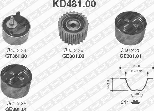 SNR KD481.00 - Комплект зубчатого ремня ГРМ unicars.by