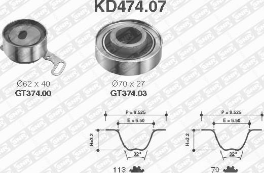 SNR KD474.07 - Комплект зубчатого ремня ГРМ unicars.by