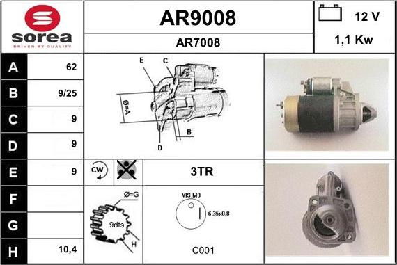 SNRA AR9008 - Стартер unicars.by