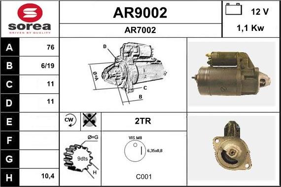 SNRA AR9002 - Стартер unicars.by