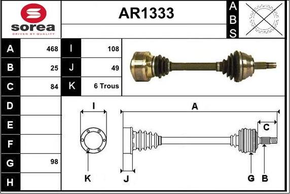 SNRA AR1333 - Приводной вал unicars.by