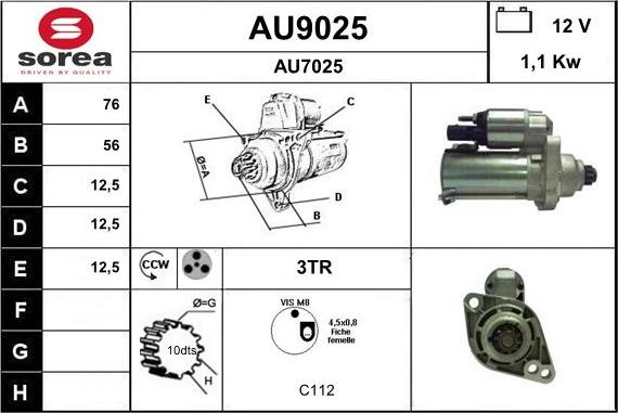 SNRA AU9025 - Стартер unicars.by