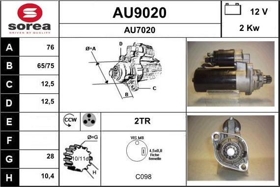 SNRA AU9020 - Стартер unicars.by