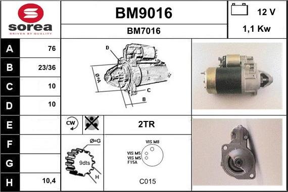 SNRA BM9016 - Стартер unicars.by