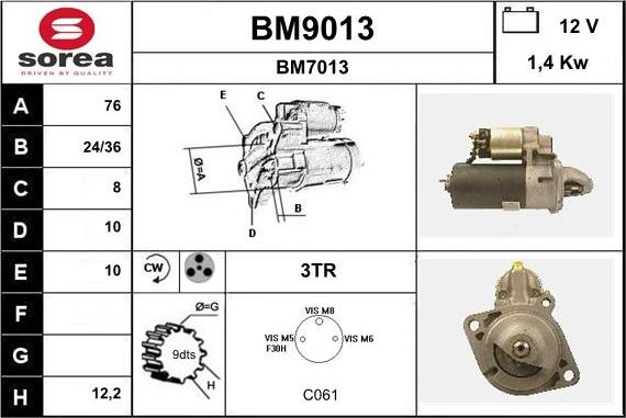 SNRA BM9013 - Стартер unicars.by