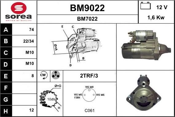 SNRA BM9022 - Стартер unicars.by