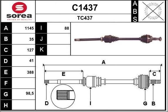 SNRA C1437 - Приводной вал unicars.by