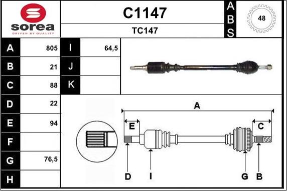 SNRA C1147 - Приводной вал unicars.by